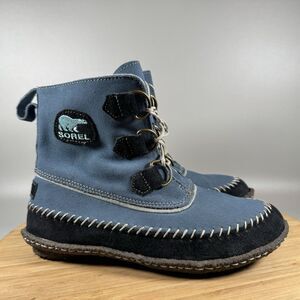 Sorel Joplin Women's Moccasin Ankle Boots Size 6 Blue Suede Leather Bootie